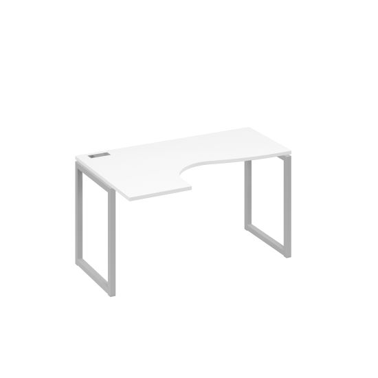 Стол левый Классика эргономичный металлокаркас QUATTRO белый премиум / металлокаркас серый