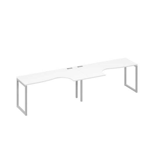 Рабочая станция металлокаркас QUATTRO (2х160) столы Классика белый премиум / металлокаркас серый