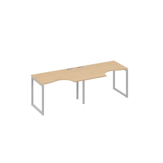 Рабочая станция столы Классика каркас QUATTRO (2х120) натуральный дуб / металлокаркас серый