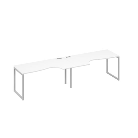 Рабочая станция (2х160) опоры QUATTRO столы Классика белый премиум / металлокаркас серый