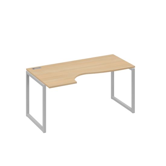 Стол эргономичный левый Классика на металлокаркасе QUATTRO натуральный дуб / металлокаркас серый