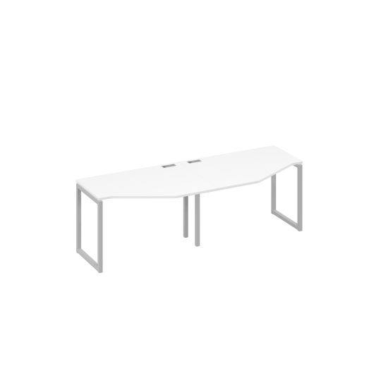 Рабочая станция (2х120) каркас QUATTRO столы Техно белый премиум / металлокаркас серый