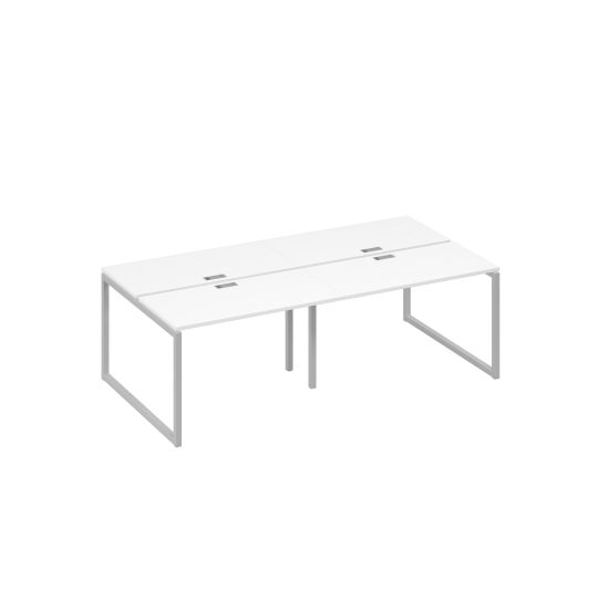 Станция 4х120 рабочая на металлокаркасе QUATTRO белый премиум / металлокаркас серый