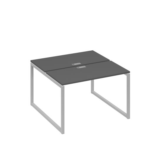 Рабочая станция с опорами QUATTRO (2х120) антрацит премиум / металлокаркас серый