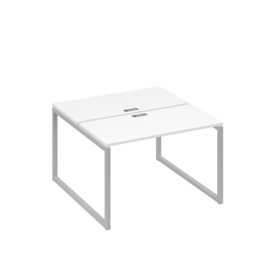 Рабочая станция с опорами QUATTRO (2х120) белый премиум / металлокаркас серый