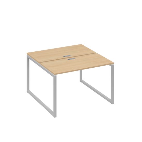 Рабочая станция с опорами QUATTRO (2х120) натуральный дуб / металлокаркас серый