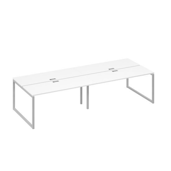 Рабочая станция на металлокаркасе QUATTRO (4х160) белый премиум / металлокаркас серый