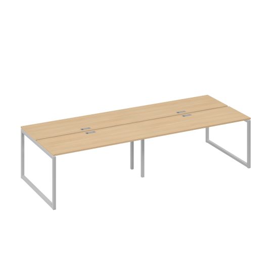 Рабочая станция на металлокаркасе QUATTRO (4х160) натуральный дуб / металлокаркас серый