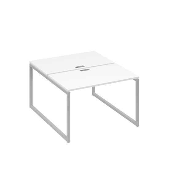 Рабочая станция 2х120 на металлокаркасе QUATTRO белый премиум / металлокаркас серый