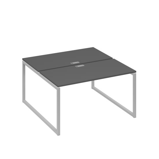 Рабочая станция 2х140 на опорах QUATTRO антрацит премиум / металлокаркас серый