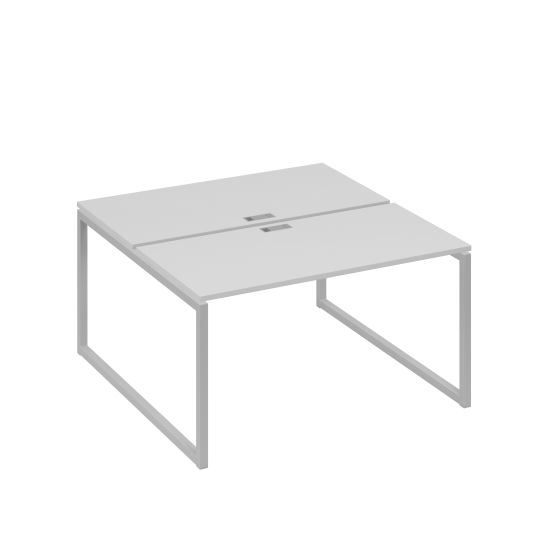 Рабочая станция 2х140 на опорах QUATTRO серый / металлокаркас серый