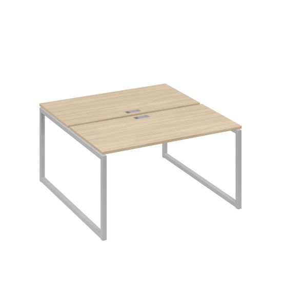 Рабочая станция 2х140 на опорах QUATTRO дуб скандинавский / металлокаркас серый