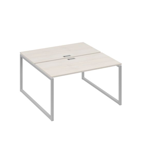 Рабочая станция 2х140 на опорах QUATTRO дуб / металлокаркас серый