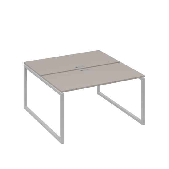 Рабочая станция 2х140 на опорах QUATTRO мокко премиум / металлокаркас серый