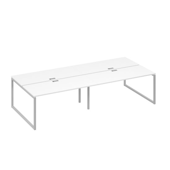 Рабочая станция на металлокаркасе QUATTRO (4х160) белый премиум / металлокаркас серый