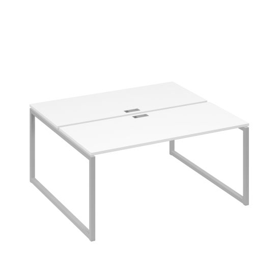 Рабочая станция (2х160) с опорами QUATTRO белый премиум / металлокаркас серый