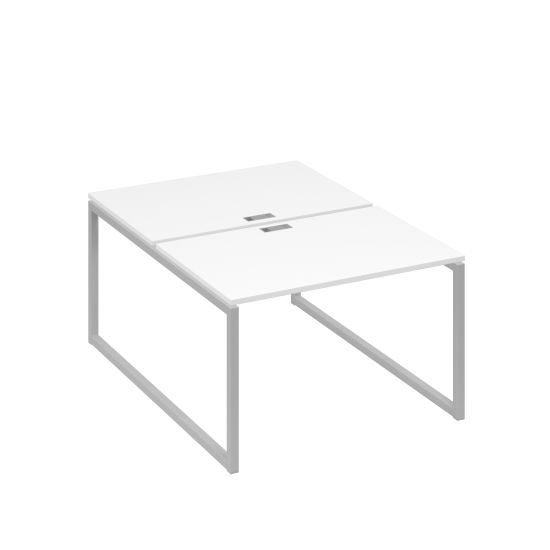 Станция офисная (2х120) на металлокаркасе QUATTRO белый премиум / металлокаркас серый