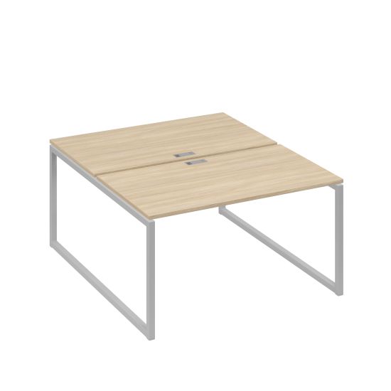 Рабочая станция QUATTRO (2х140) опоры металлокаркас дуб скандинавский / металлокаркас серый