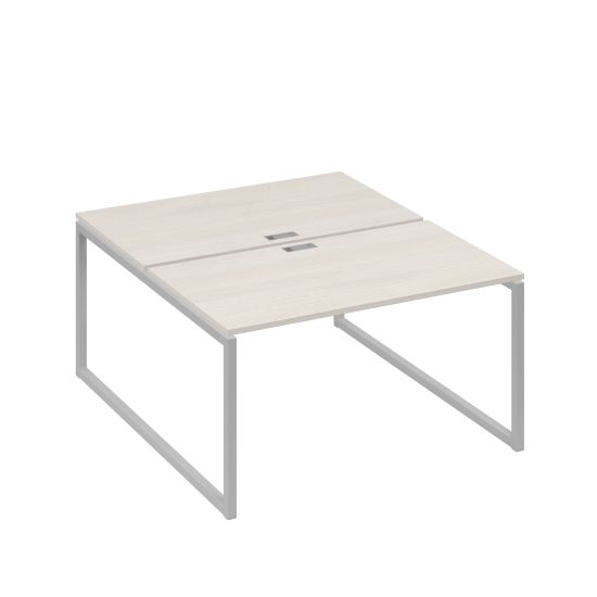 Рабочая станция QUATTRO (2х140) опоры металлокаркас дуб / металлокаркас серый