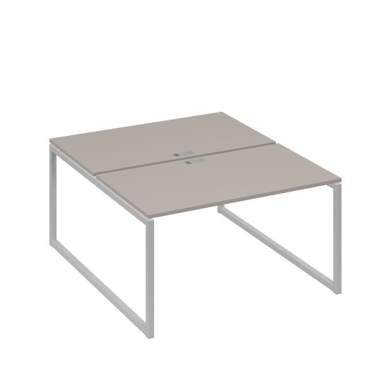 Рабочая станция QUATTRO (2х140) опоры металлокаркас мокко премиум / металлокаркас серый