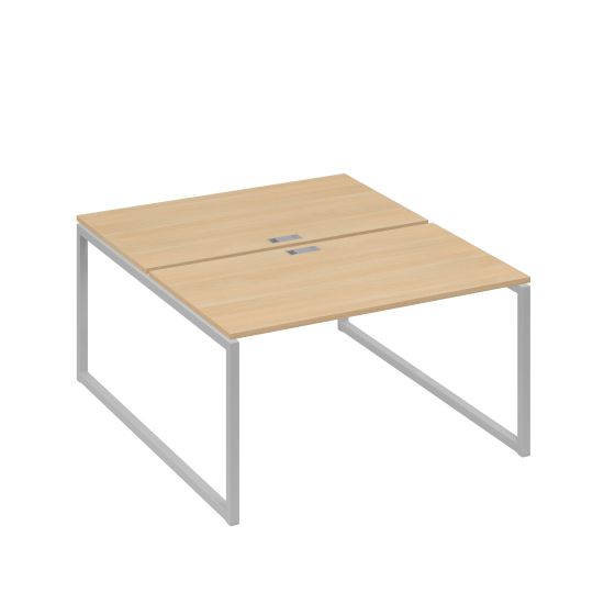 Рабочая станция QUATTRO (2х140) опоры металлокаркас натуральный дуб / металлокаркас серый