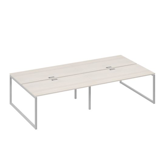 Станция со столами 4х160 на каркасе QUATTRO дуб / металлокаркас серый