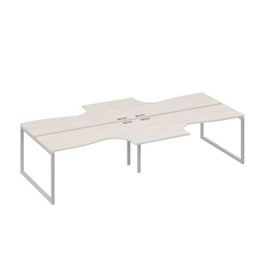 Рабочая станция столы (4х160) Классика каркас QUATTRO дуб / металлокаркас серый