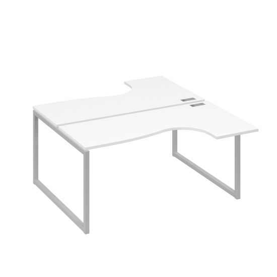 Рабочая станция QUATTRO (2х160) столы Классика эргономичные белый премиум / металлокаркас серый
