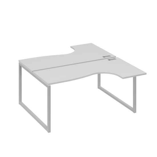 Рабочая станция QUATTRO (2х160) столы Классика эргономичные серый / металлокаркас серый