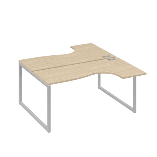 Рабочая станция QUATTRO (2х160) столы Классика эргономичные дуб скандинавский / металлокаркас серый