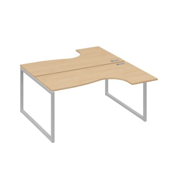Рабочая станция QUATTRO (2х160) столы Классика эргономичные натуральный дуб / металлокаркас серый