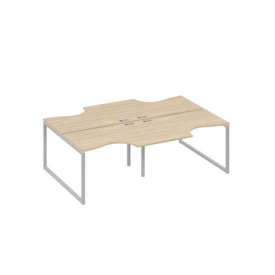 Рабочая станция столы (4х120) Классика опоры QUATTRO дуб скандинавский / металлокаркас серый