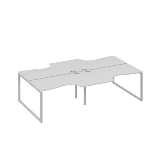 Рабочая станция (4х140) столы Классика каркас QUATTRO серый / металлокаркас серый