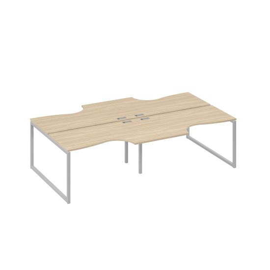 Рабочая станция (4х140) столы Классика каркас QUATTRO дуб скандинавский / металлокаркас серый