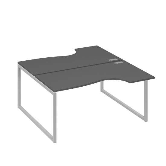 Рабочая станция (2х160) столы Классика опоры QUATTRO антрацит премиум / металлокаркас серый