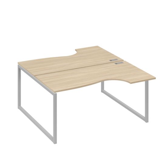 Рабочая станция (2х160) столы Классика опоры QUATTRO дуб скандинавский / металлокаркас серый