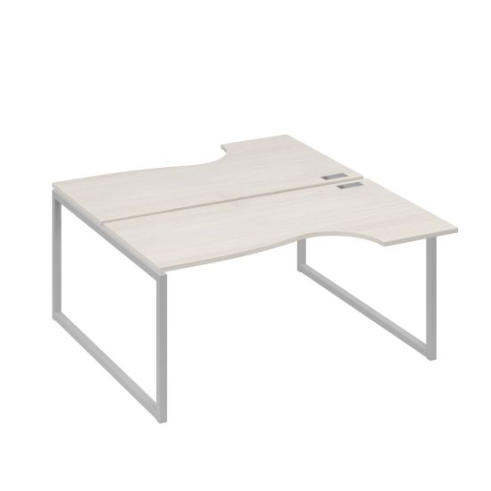 Рабочая станция (2х160) столы Классика опоры QUATTRO дуб / металлокаркас серый