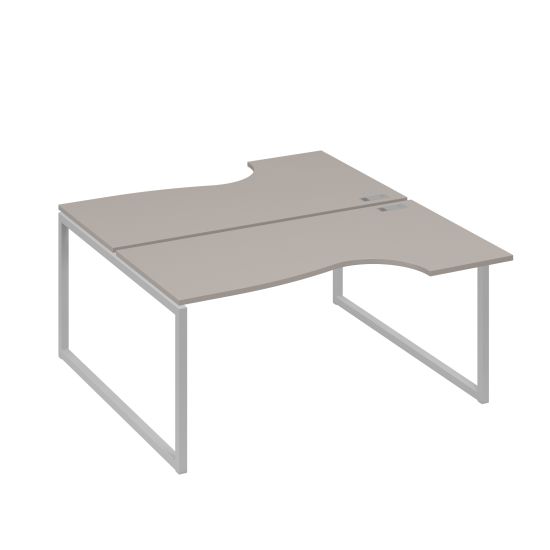 Рабочая станция (2х160) столы Классика опоры QUATTRO мокко премиум / металлокаркас серый