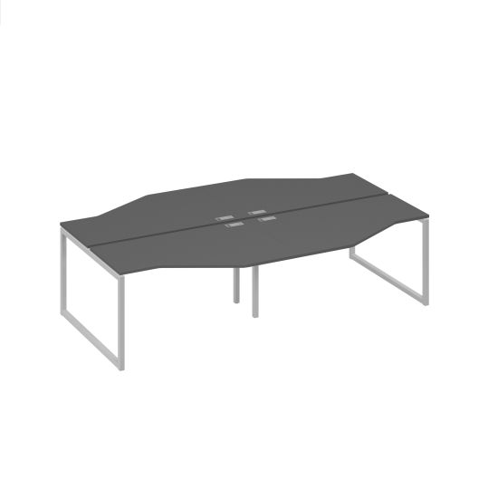 Рабочая станция столы (4х140) Техно каркас QUATTRO антрацит премиум / металлокаркас серый