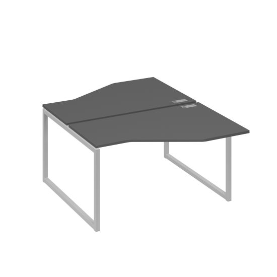Рабочая станция со столами (2х140) Техно на каркасе QUATTRO антрацит премиум / металлокаркас серый