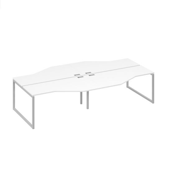 Рабочая станция со столами (4х160) Техно опоры QUATTRO белый премиум / металлокаркас серый