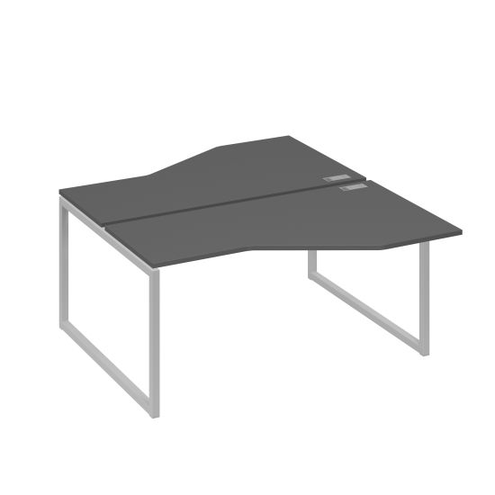 Рабочая станция со столами Техно (2х160) каркас QUATTRO антрацит премиум / металлокаркас серый