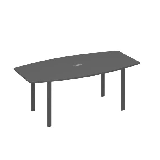 Стол 200x100 для переговоров фигурный на опорах UNO антрацит премиум / металлокаркас антрацит