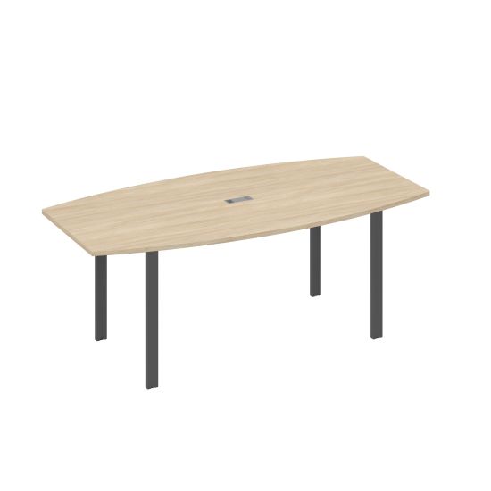 Стол 200x100 для переговоров фигурный на опорах UNO дуб скандинавский / металлокаркас антрацит