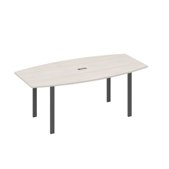 Стол 200x100 для переговоров фигурный на опорах UNO дуб / металлокаркас антрацит