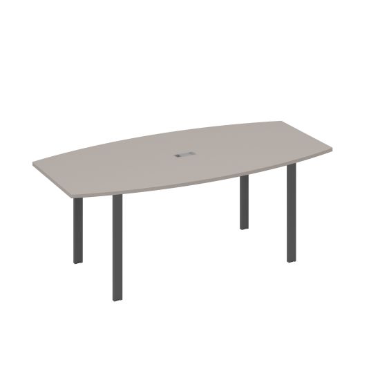 Стол 200x100 для переговоров фигурный на опорах UNO мокко премиум / металлокаркас антрацит