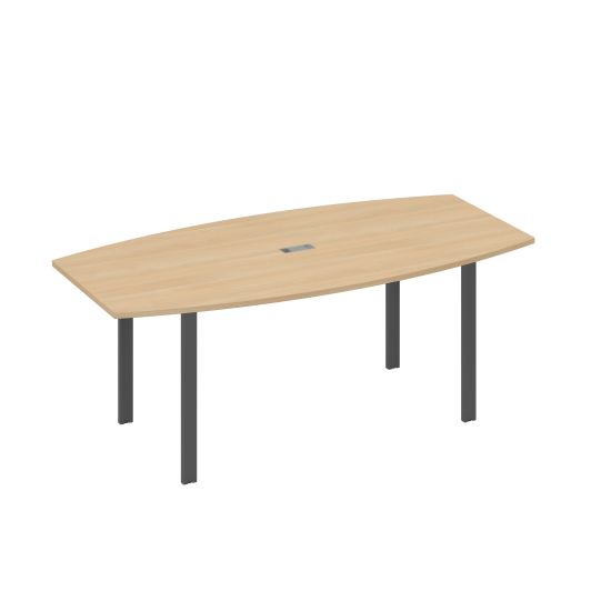 Стол 200x100 для переговоров фигурный на опорах UNO натуральный дуб / металлокаркас антрацит