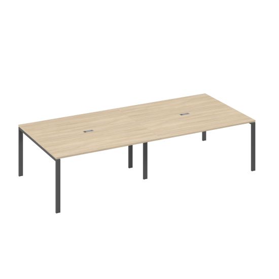 Стол 320x144 опоры UNO в переговорную дуб скандинавский / металлокаркас антрацит