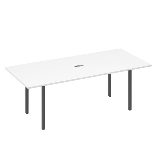 Стол переговорный 220 на металлокаркасе DUE белый премиум / металлокаркас антрацит