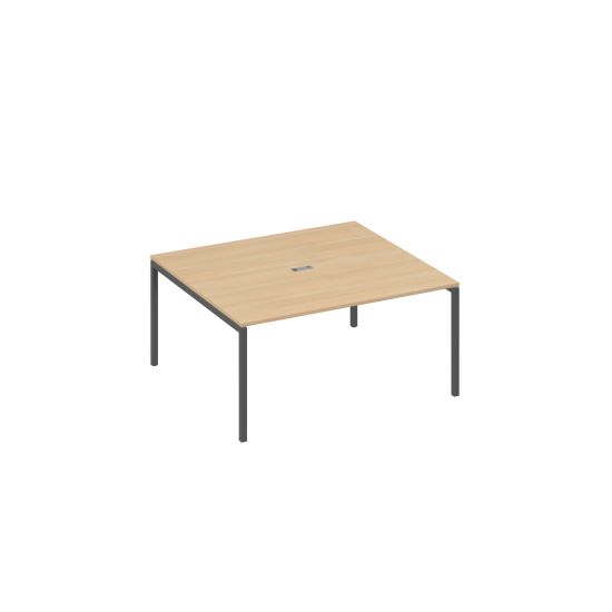 Стол 160 с опорами DUE для переговоров натуральный дуб / металлокаркас антрацит